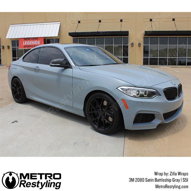 Satin Battleship Gray Car Wrap