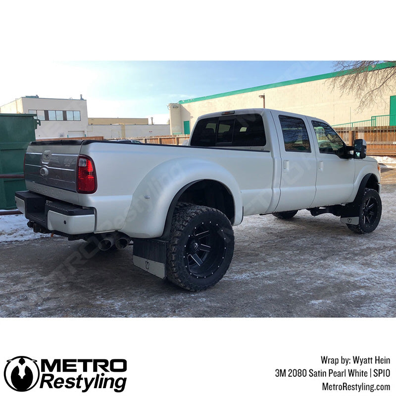 Satin Pearl White Truck Wrap