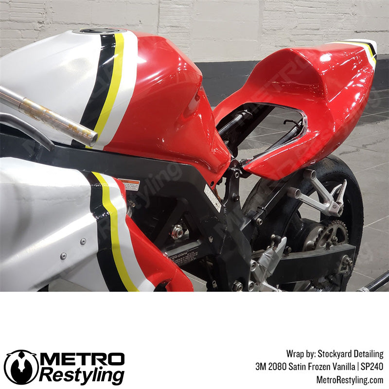 Satin Frozen Vanilla Motorcycle Wrap