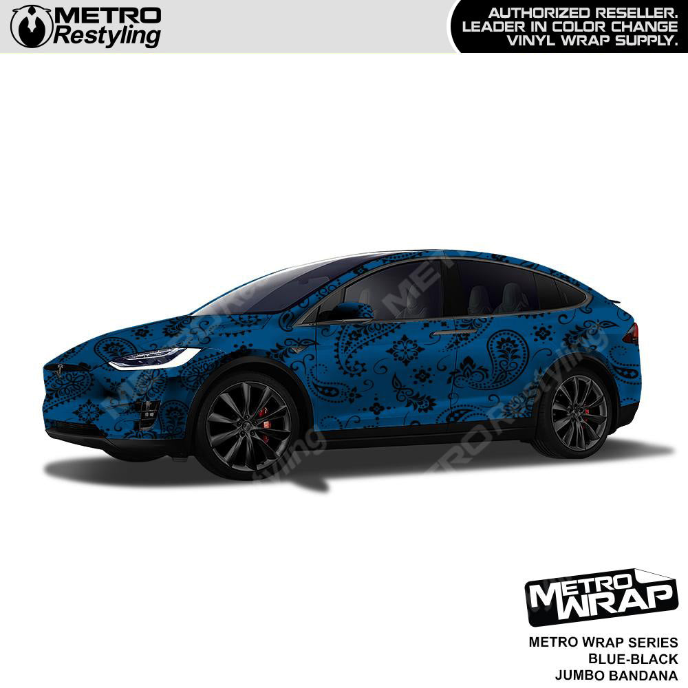 Metro Wrap Jumbo Bandana Blue Black Vinyl Film