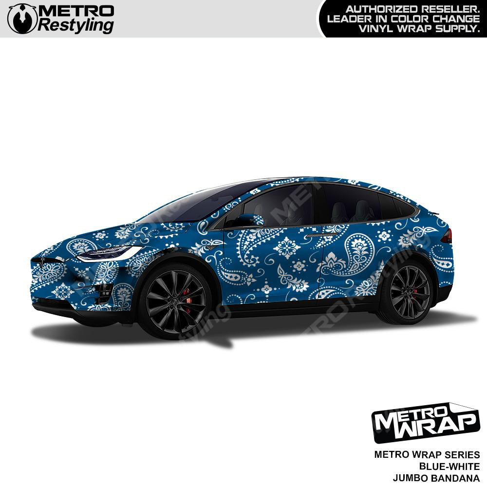 Metro Wrap Jumbo Bandana Blue White Vinyl Film