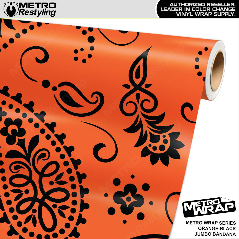 Metro Wrap Jumbo Bandana Orange Black Vinyl Film