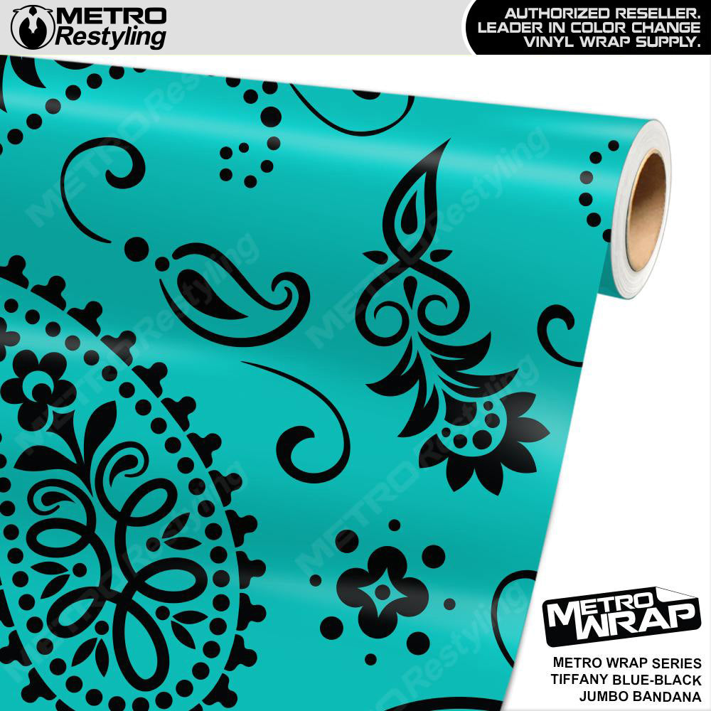 Metro Wrap Jumbo Bandana Tiffany Blue Black Vinyl Film