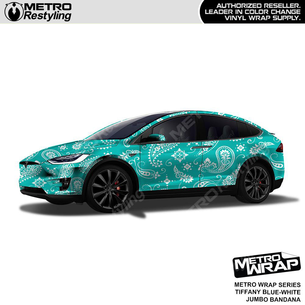 Metro Wrap Jumbo Bandana Tiffany Blue White Vinyl Film