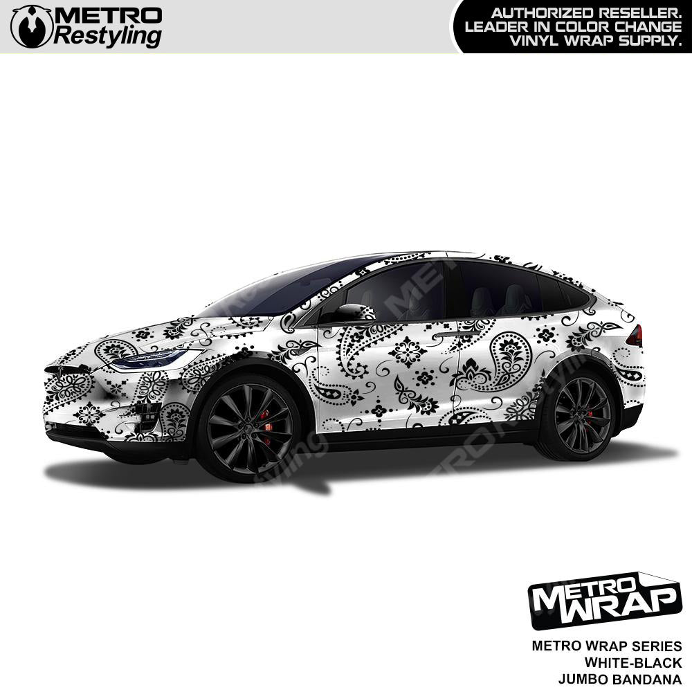 Metro Wrap Jumbo Bandana White Black Vinyl Film