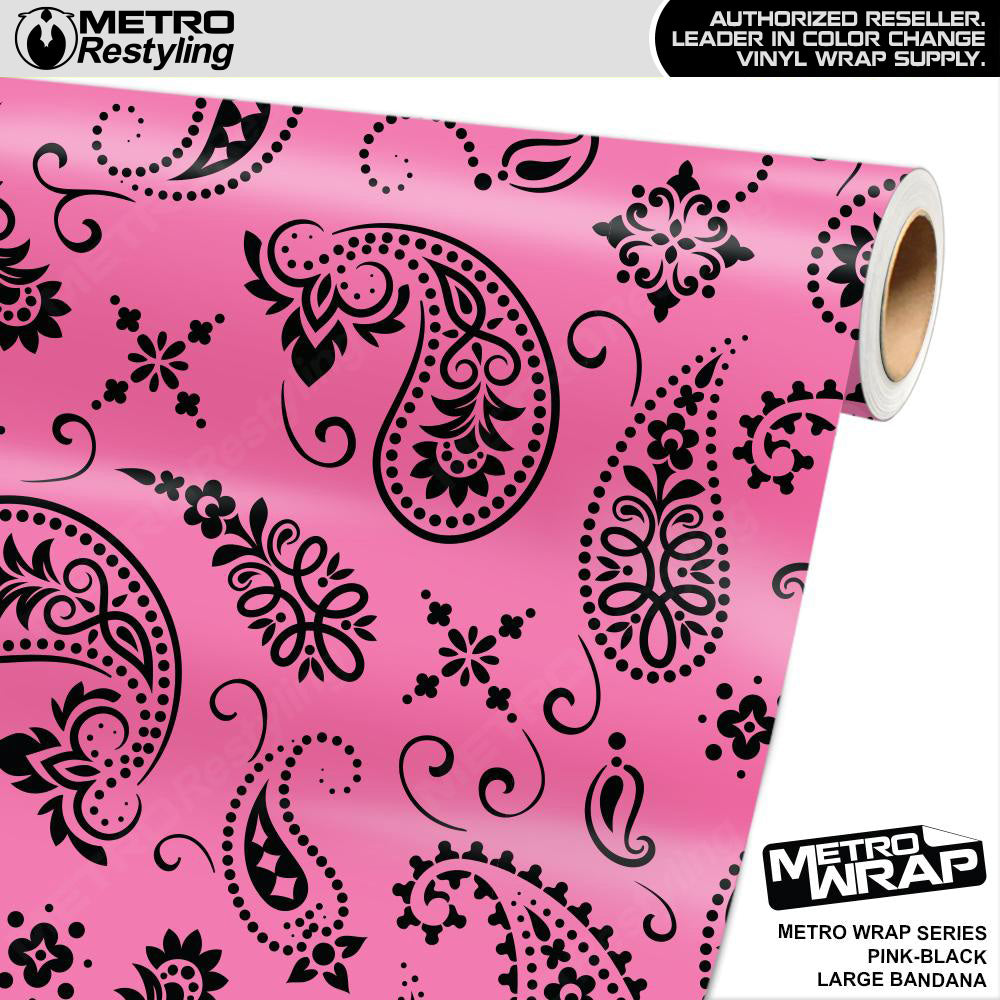 Metro Wrap Large Bandana Pink Black Vinyl Film