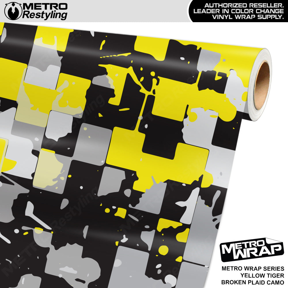 Metro Wrap Broken Plaid Yellow Tiger Camouflage Vinyl Film