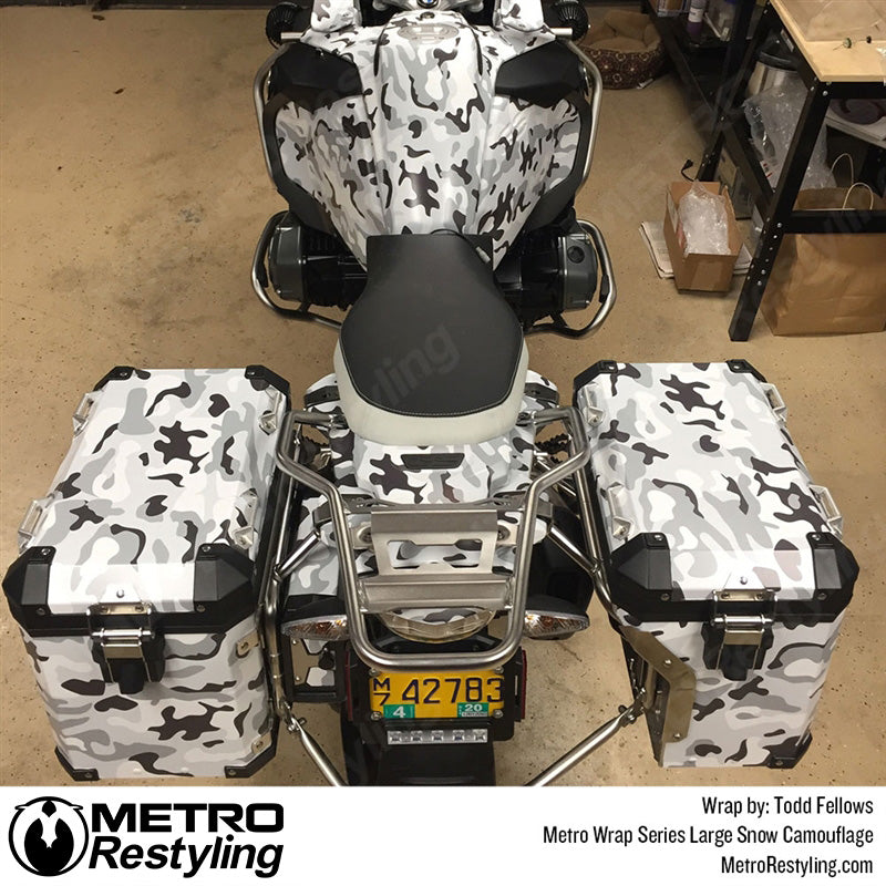 Large Classic Snow Camouflage Motorcycle