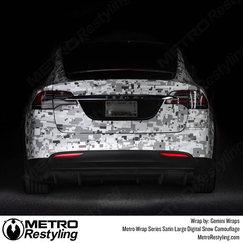 Large Digital Snow Camouflage Tesla