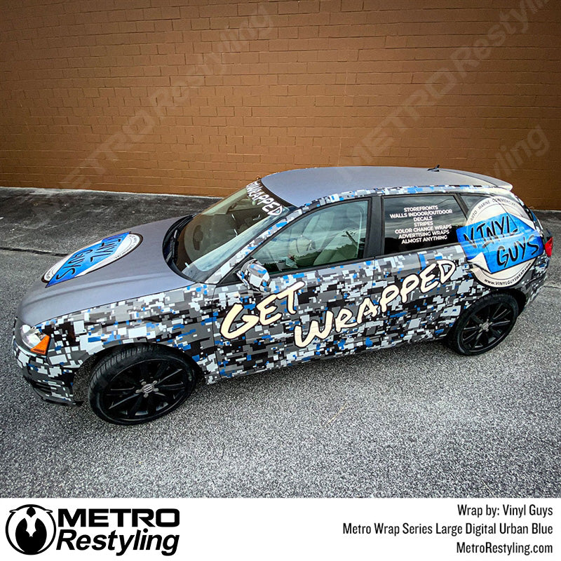 Large Digital Urban Blue Camouflage