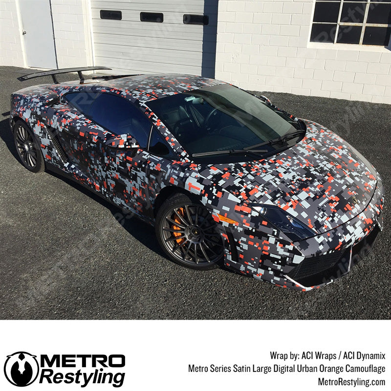 Large Digital Urban Orange Camouflage Lambo