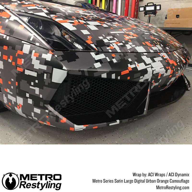 Large Digital Urban Orange Camouflage Lambo