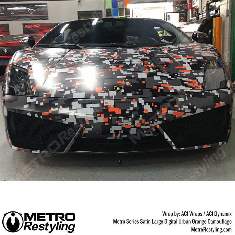 Large Digital Urban Orange Camouflage Lambo