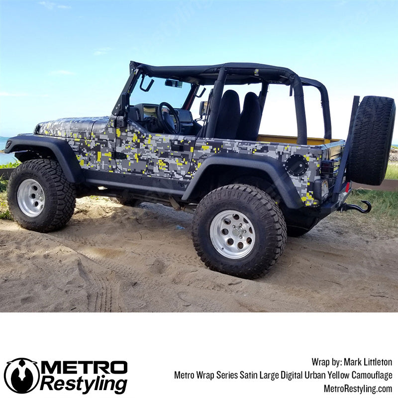 Large Digital Urban Yellow Camouflage Jeep