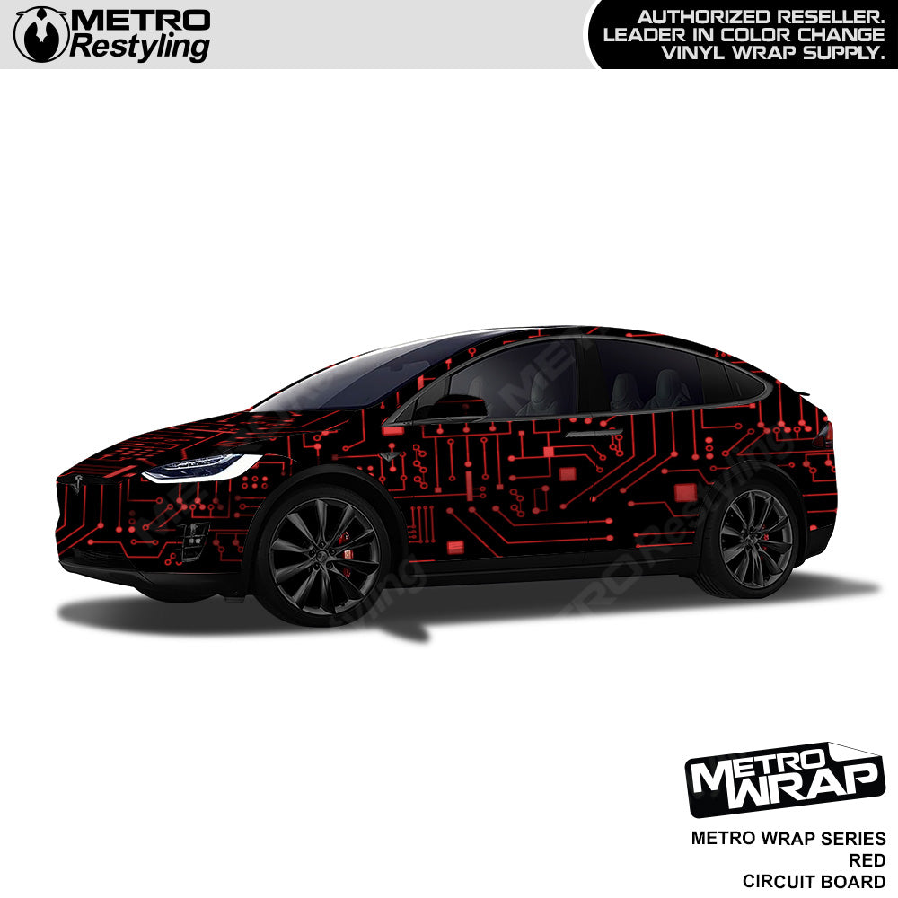Metro Wrap Circuit Board Red Car Wrap