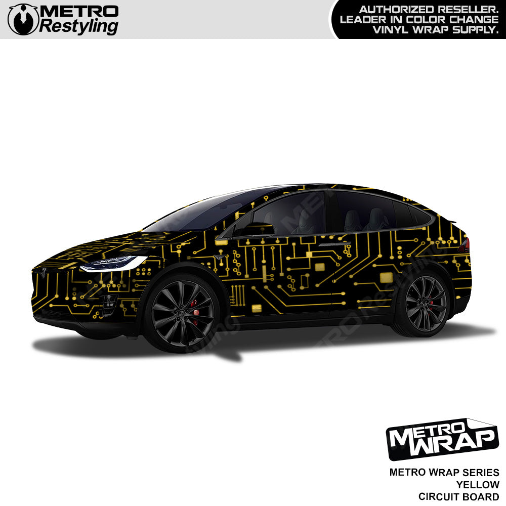 Metro Wrap Circuit Board Yellow Car Wrap