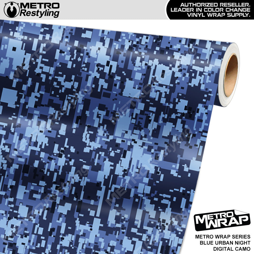 Metro Wrap Digital Blue Urban Night Camouflage Vinyl Film