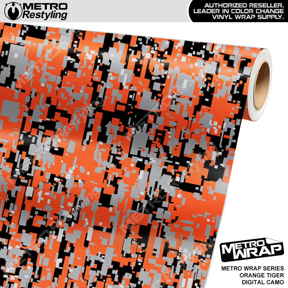 Metro Wrap Digital Orange Tiger Camouflage Vinyl Film