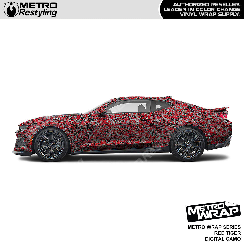 Metro Wrap Digital Red Tiger Camouflage Car Wrap