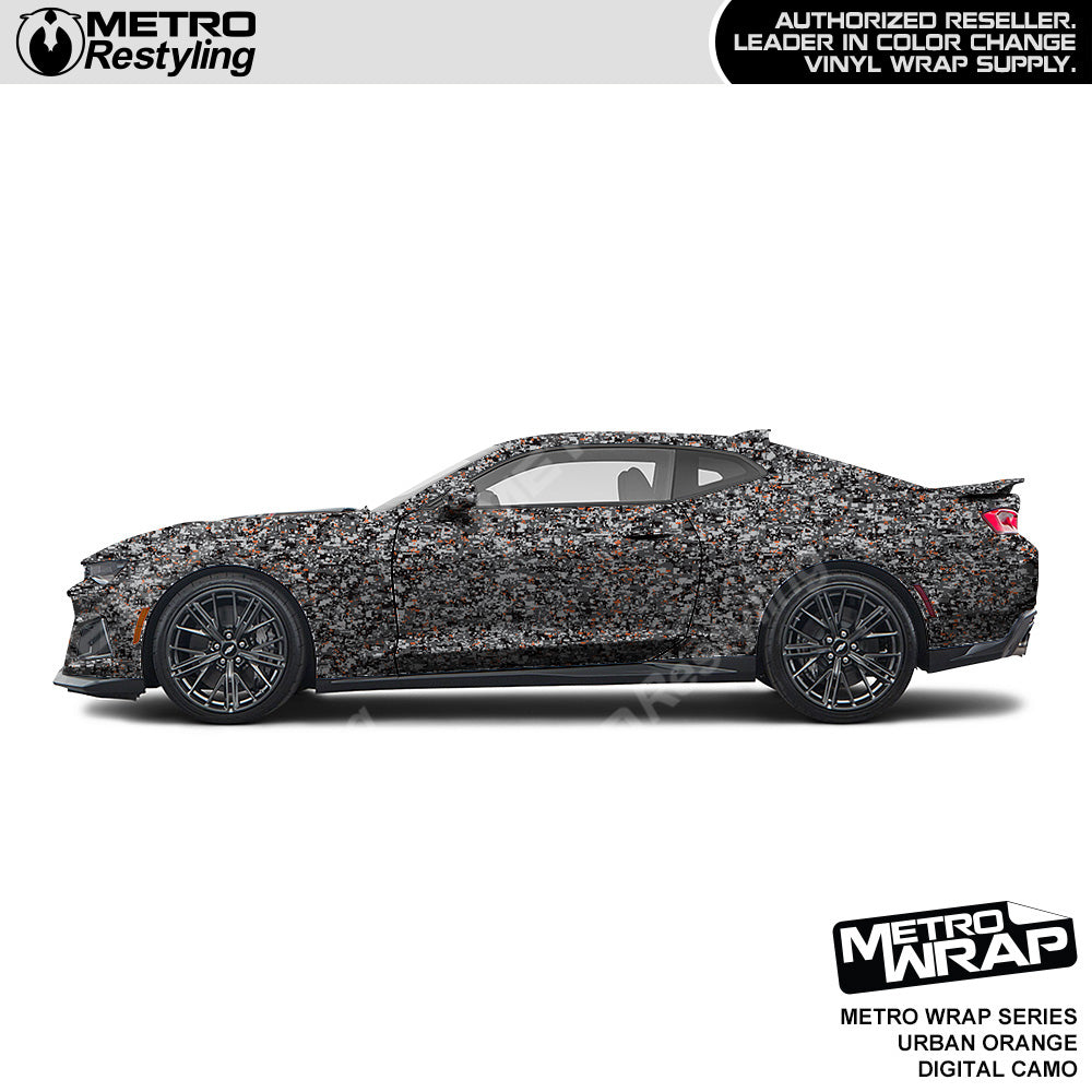 Metro Wrap Digital Urban Orange Camouflage Vinyl Film
