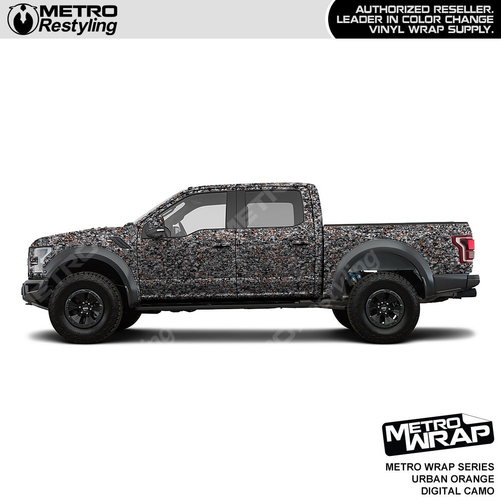 Metro Wrap Digital Urban Orange Camouflage Vinyl Film