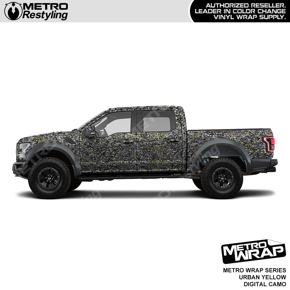Metro Wrap Digital Urban Yellow Camouflage Vinyl Film