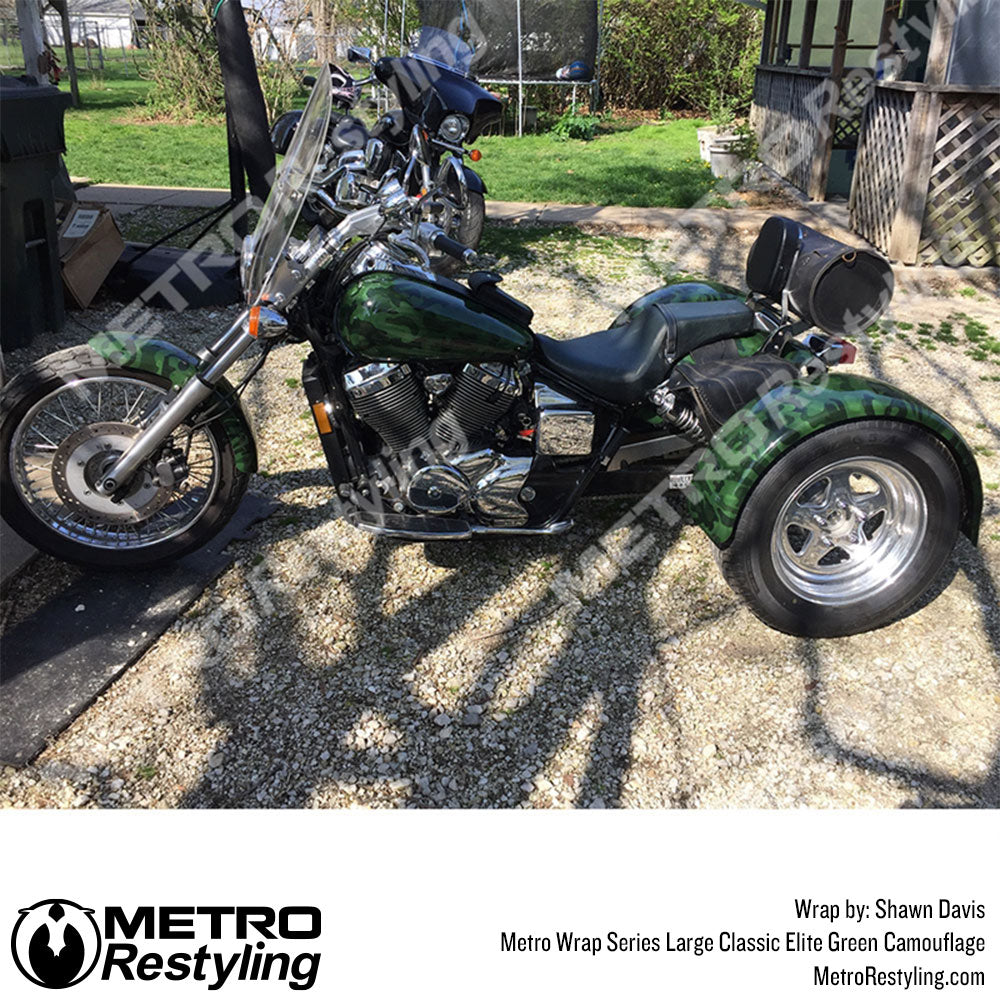 elite green camo motorcycle wrap