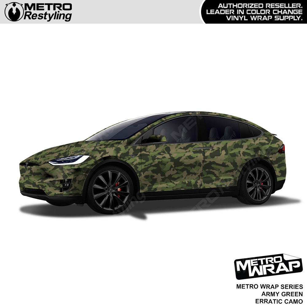 Metro Wrap Erratic Army Green Camouflage Vinyl Film