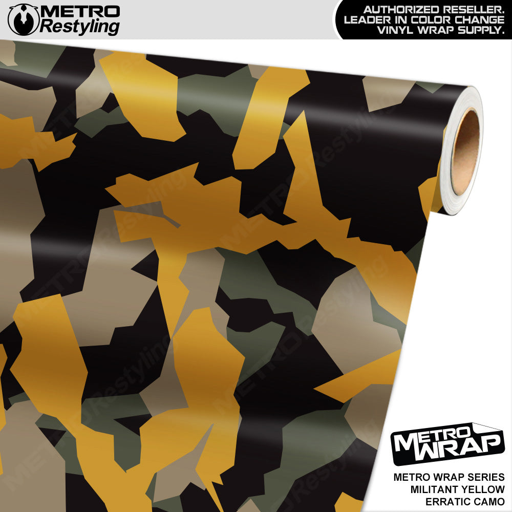 Metro Wrap Erratic Militant Yellow Camouflage Vinyl Film