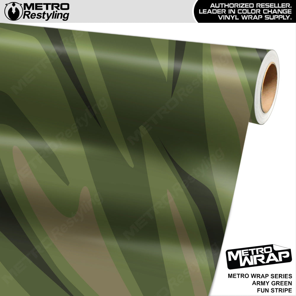 Metro Wrap Fun Stripe Army Green Camouflage Vinyl Film