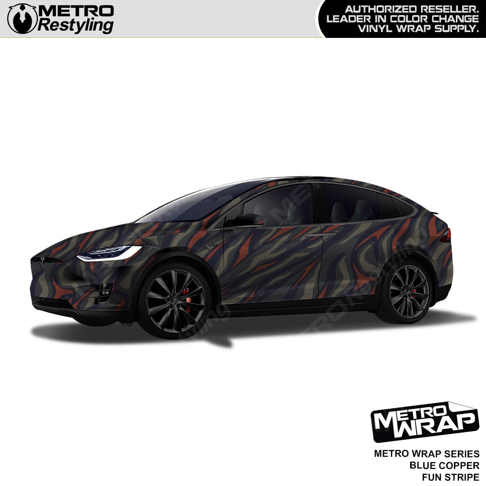 Metro Wrap Fun Stripe Blue Copper Camouflage Vinyl Film