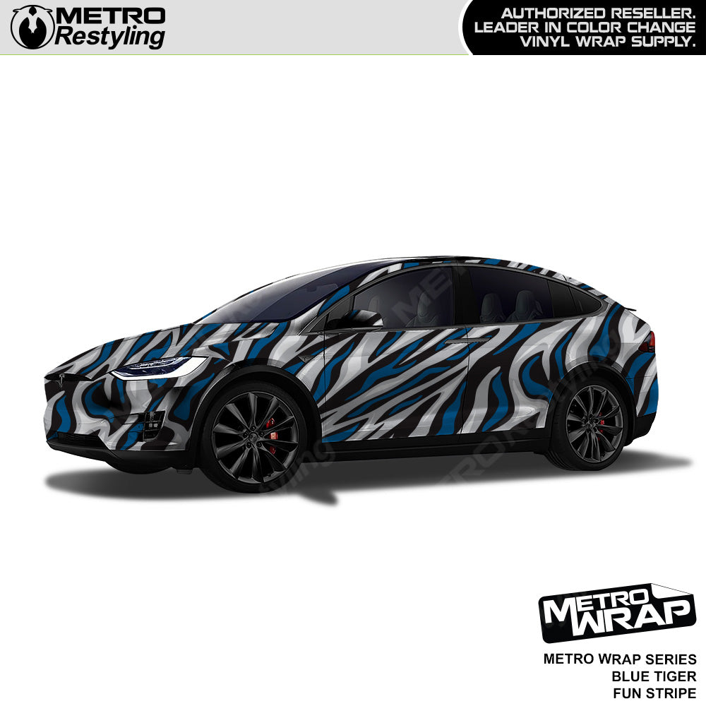 Metro Wrap Fun Stripe Blue Tiger Camouflage Vinyl Film