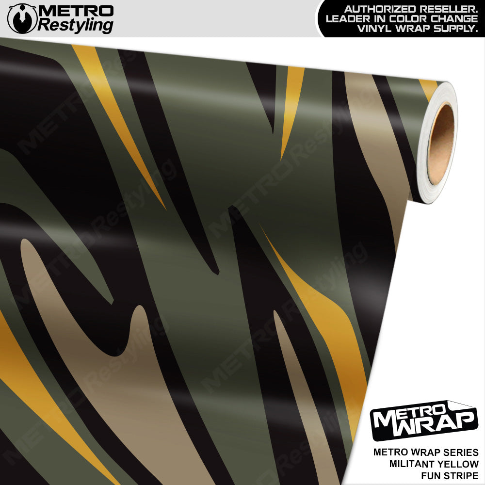 Metro Wrap Fun Stripe Militant Yellow Camouflage Vinyl Film