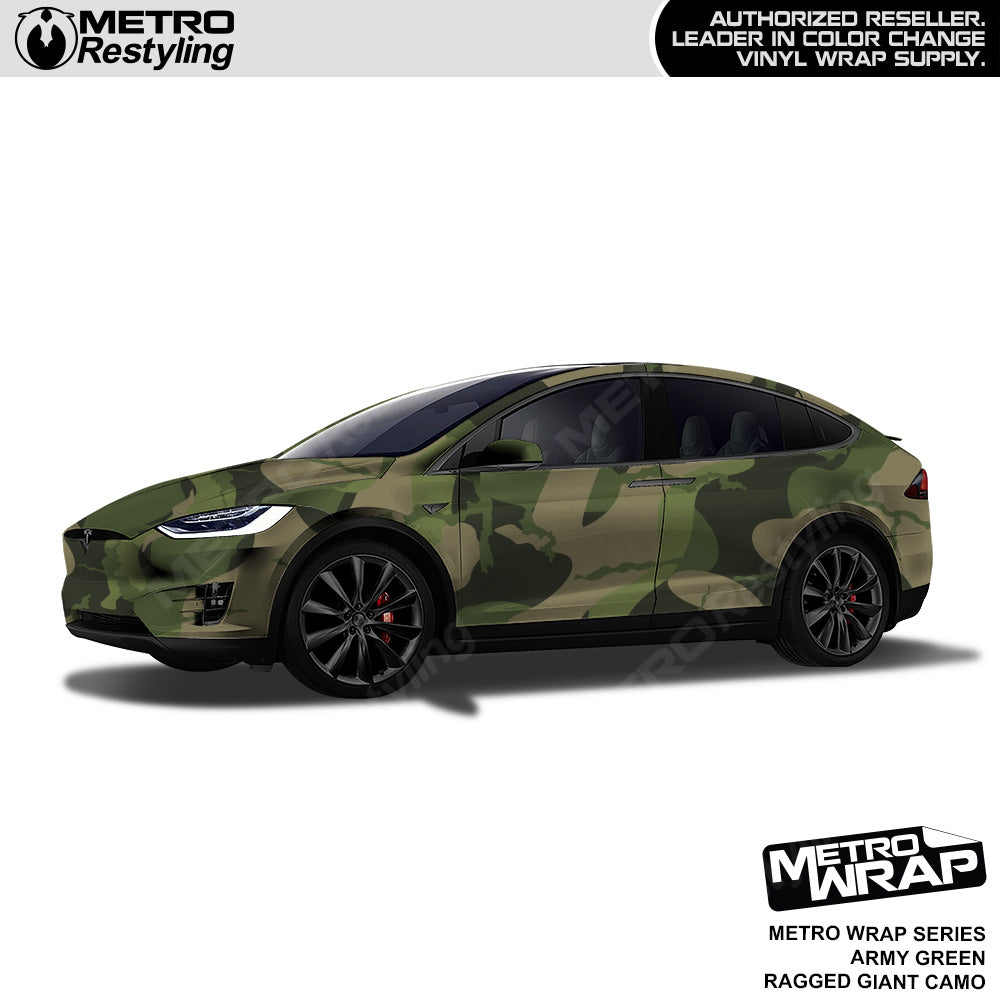 Metro Wrap Giant Ragged Army Green Camouflage Vinyl Film
