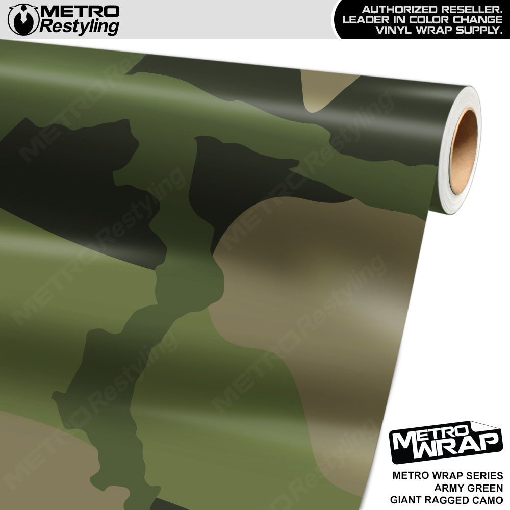 Metro Wrap Giant Ragged Army Green Camouflage Vinyl Film