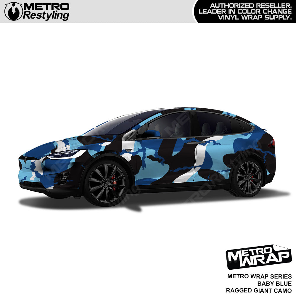 Metro Wrap Giant Ragged Baby Blue Camouflage Vinyl Film