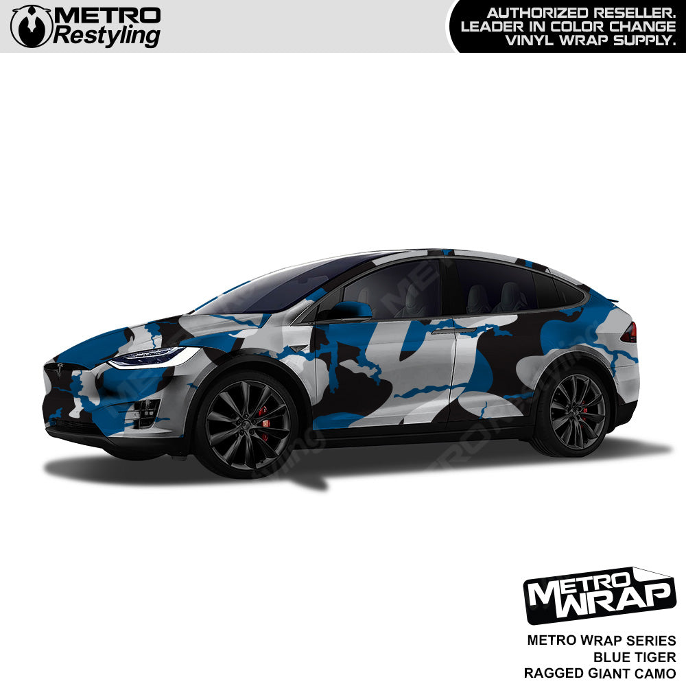 Metro Wrap Giant Ragged Blue Tiger Camouflage Vinyl Film
