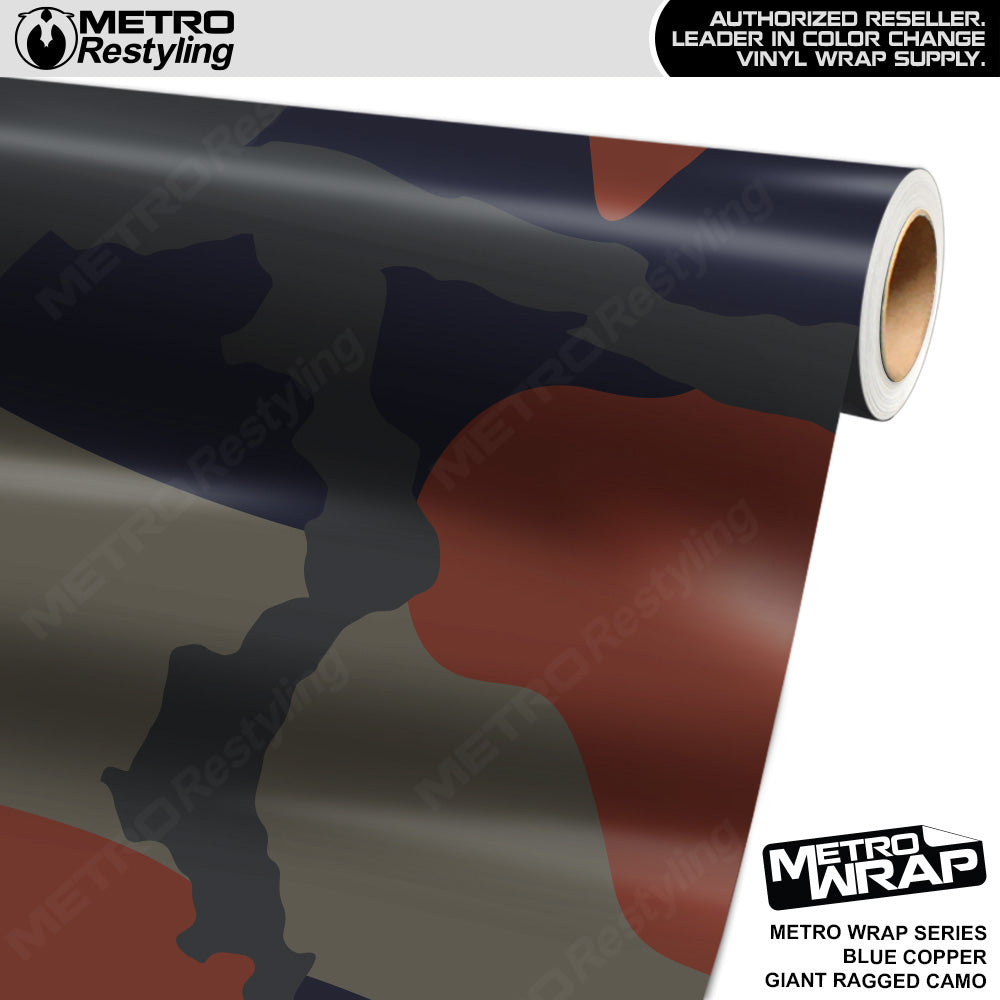 Metro Wrap Giant Ragged Blue Copper Camouflage Vinyl Film