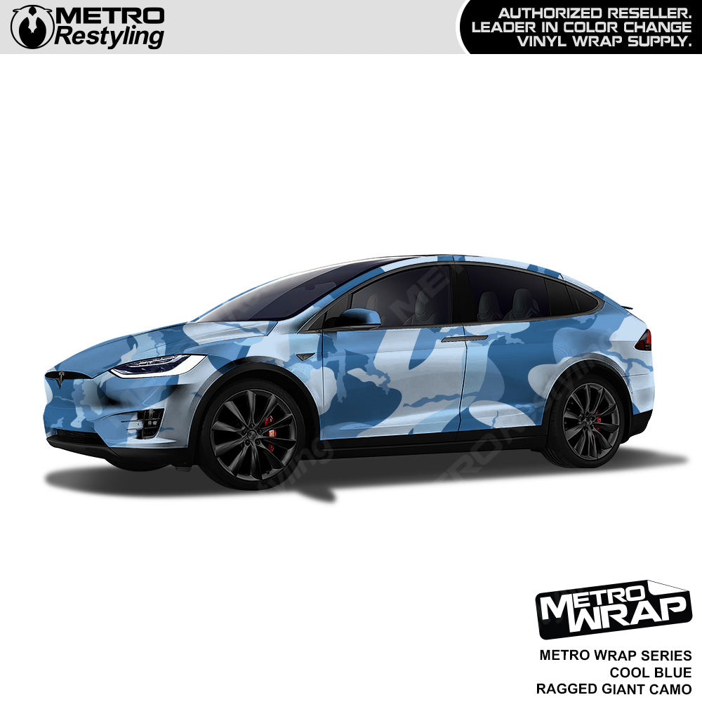 Metro Wrap Giant Ragged Cool Blue Camouflage Vinyl Film
