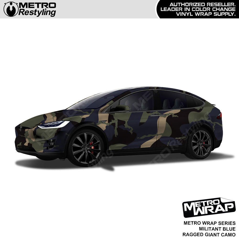 Metro Wrap Giant Ragged Militant Blue Camouflage Vinyl Film