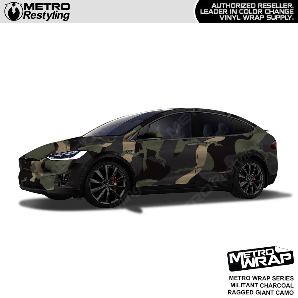 Metro Wrap Giant Ragged Militant Charcoal Camouflage Vinyl Film