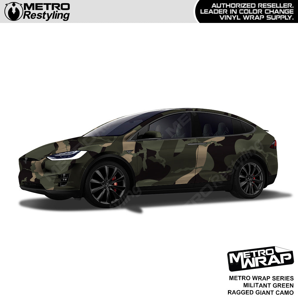 Metro Wrap Giant Ragged Militant Green Camouflage Vinyl Film