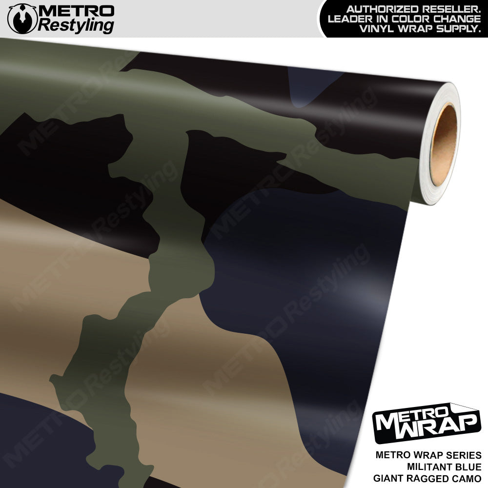 Metro Wrap Giant Ragged Militant Blue Camouflage Vinyl Film