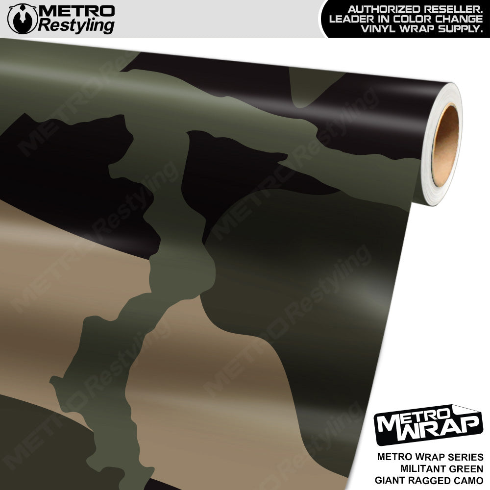 Metro Wrap Giant Ragged Militant Green Camouflage Vinyl Film