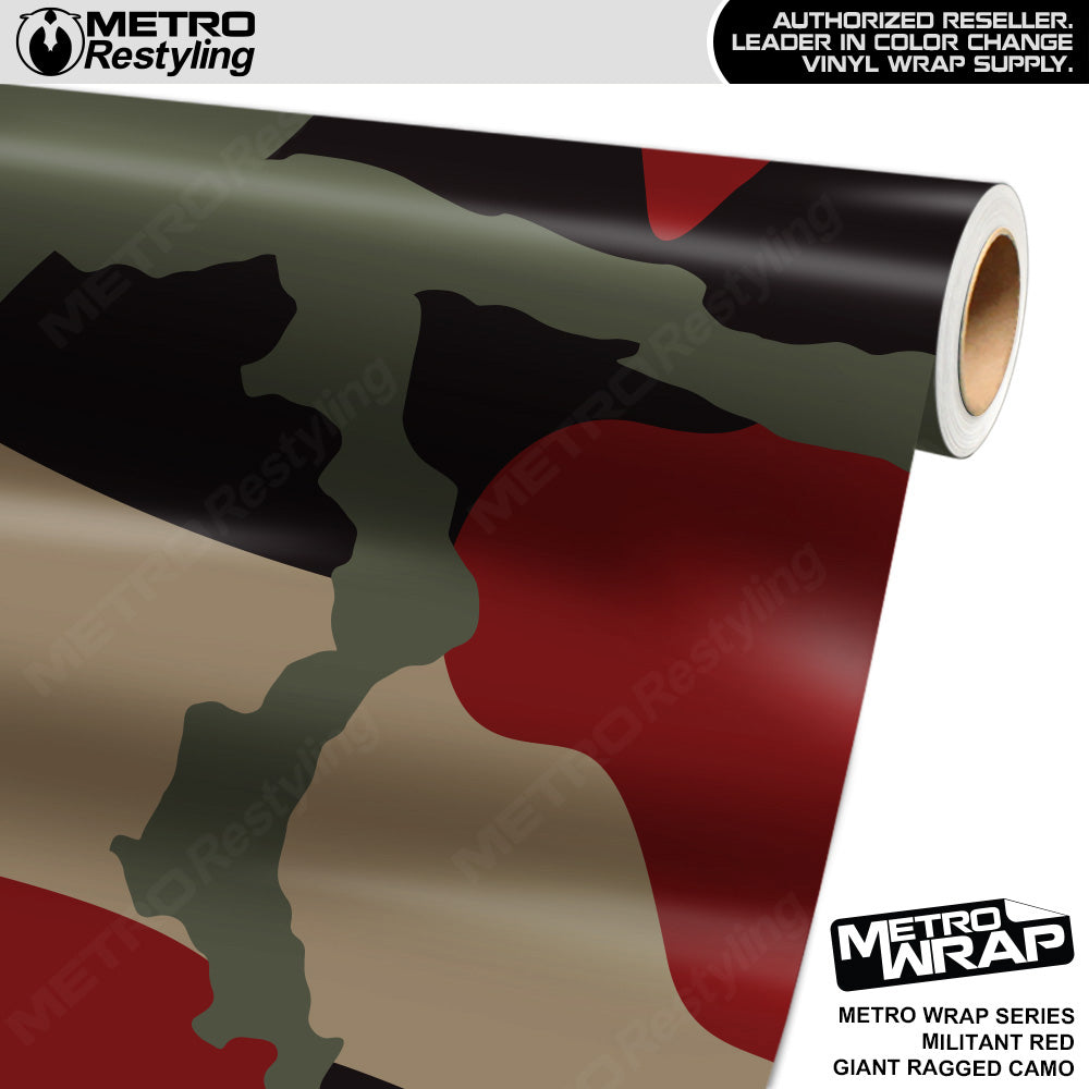 Metro Wrap Giant Ragged Militant Red Camouflage Vinyl Film