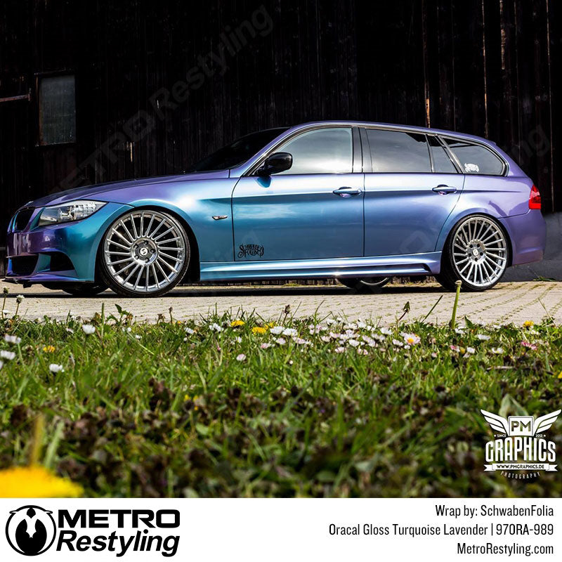 Turquoise vinyl wrapped