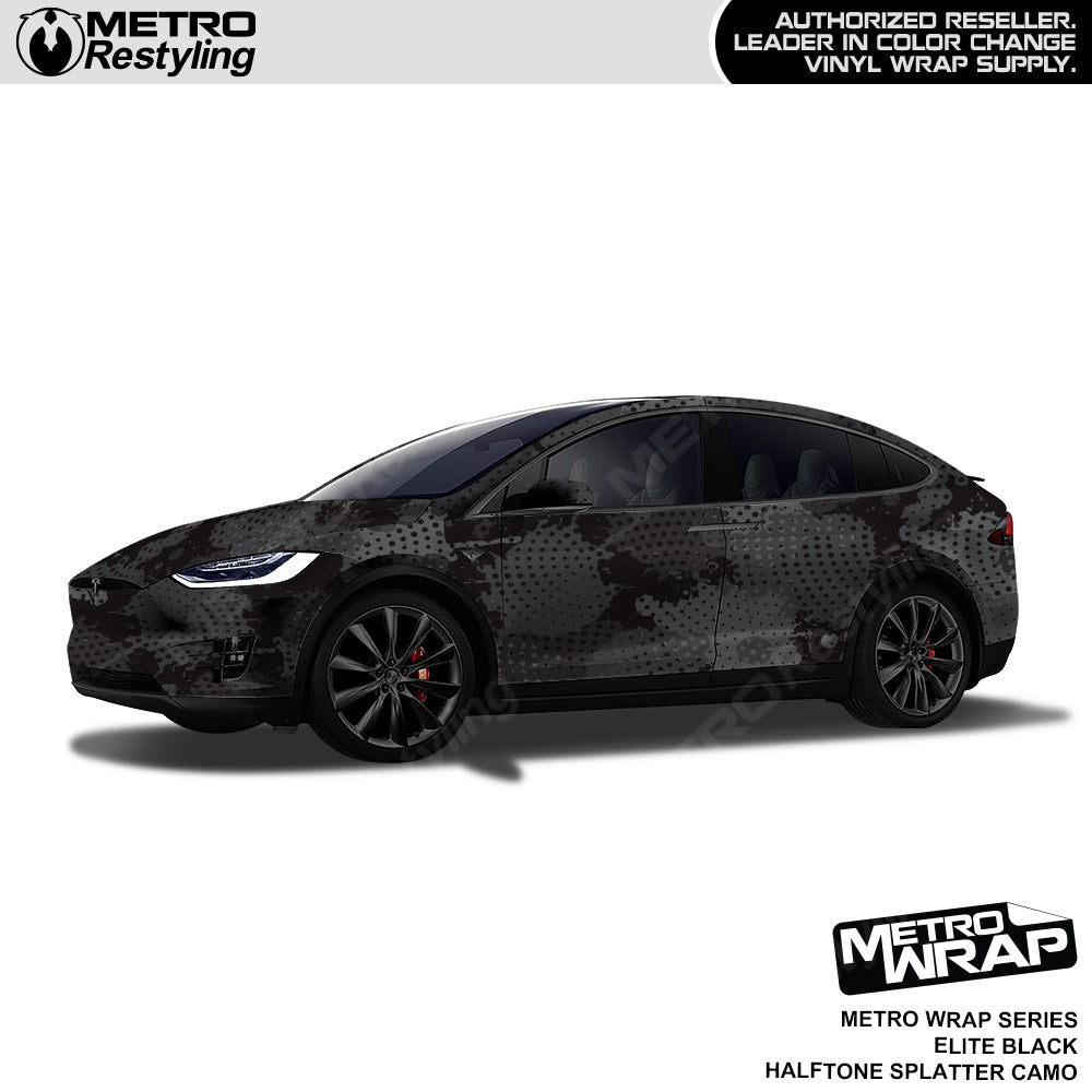 Metro Wrap Halftone Splatter Elite Black Camouflage Vinyl Film