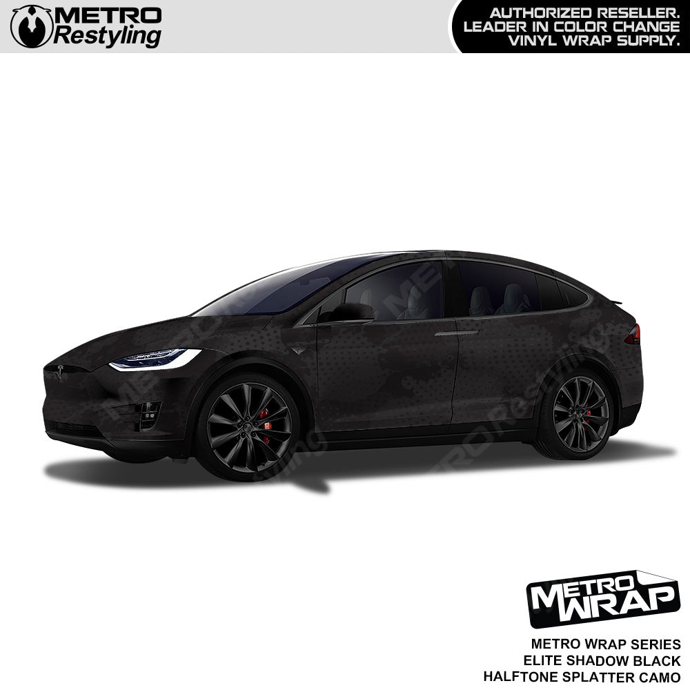 Metro Wrap Halftone Splatter Elite Shadow Black Camouflage Vinyl Film