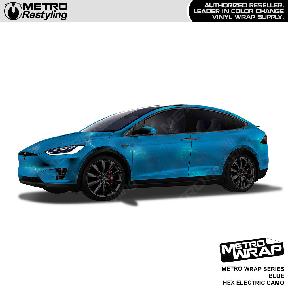 Metro Wrap Hex Electric Blue Camouflage Vinyl Film