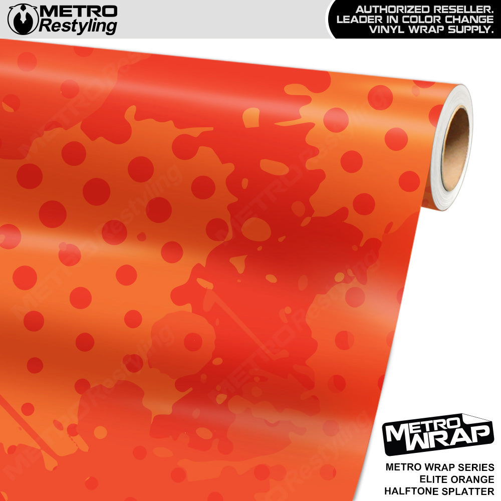 Metro Wrap Halftone Splatter Elite Orange Camouflage Vinyl Film